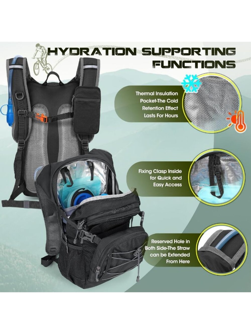 Lightweight 18L Hydration Backpack with Bladder for Hiking, Running & Cycling - Picture 2 of 9
